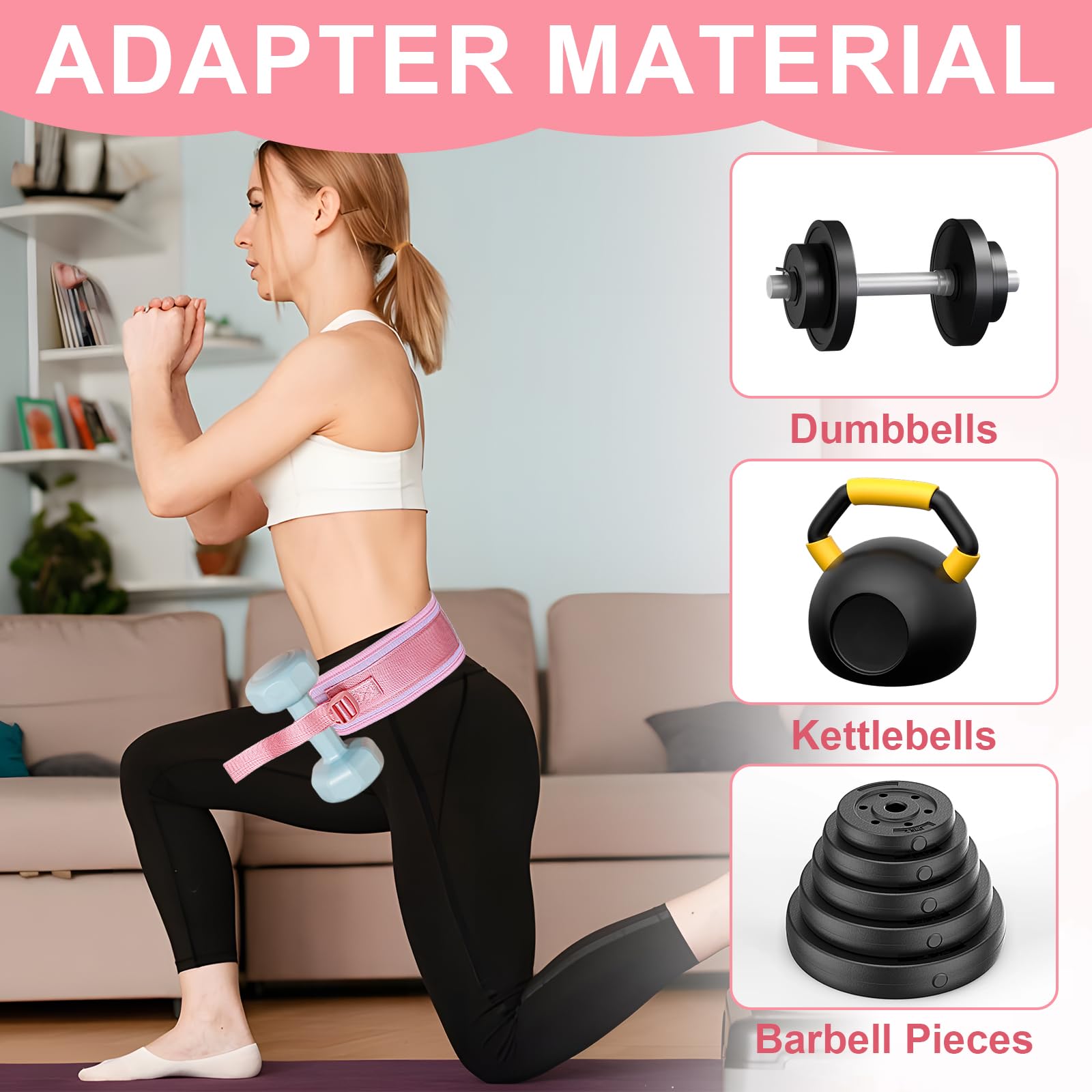 Cintura per Hip Thrust, Cintura di Spinta per Palestra e Pilates, Attrezzo per Glutei per Attaccare Manubri per Esercizi di Fianchi, Ponte Gluteo, Plank, Push-up