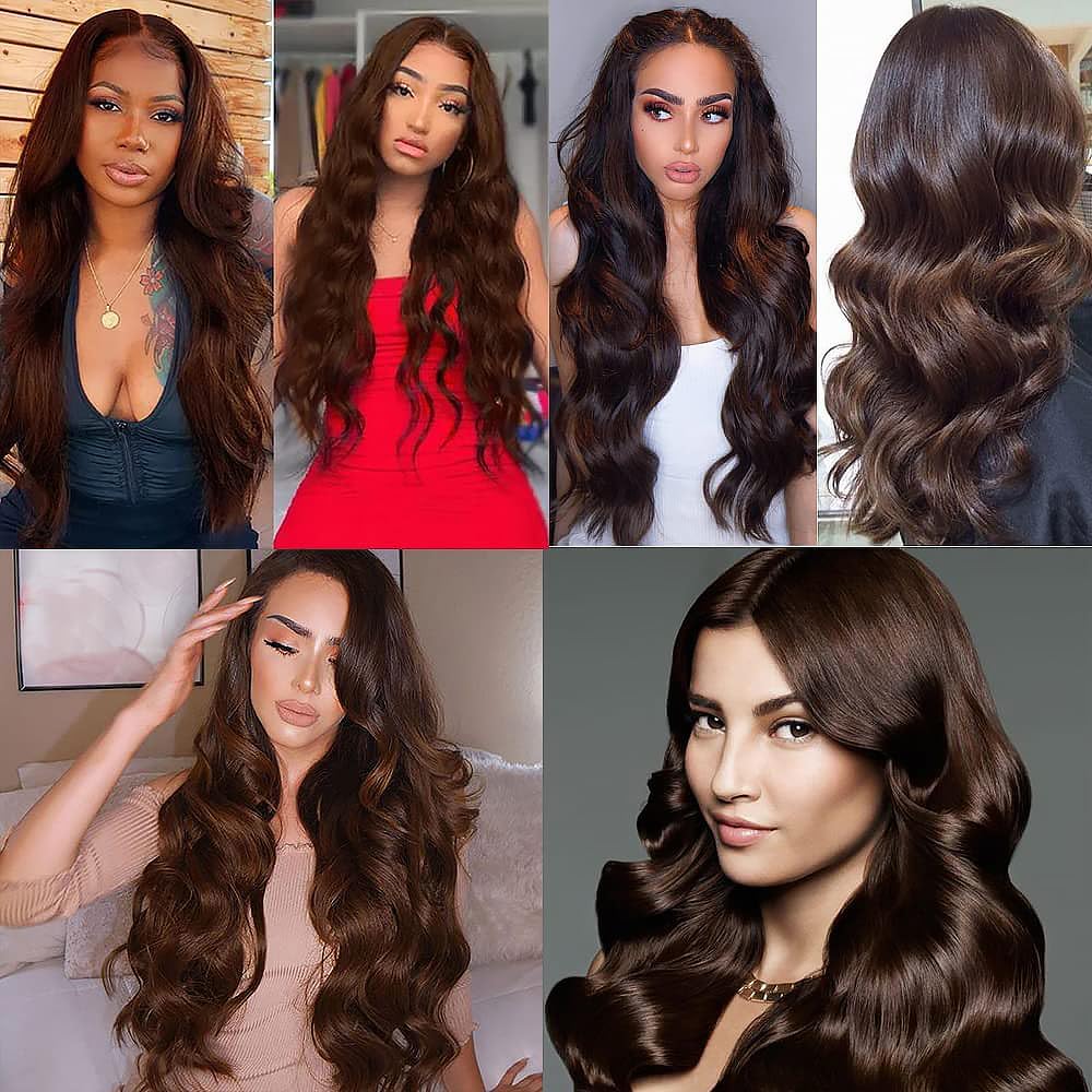 Body Wave Bundles Human Hair 30 Inch Color #4 Chocolate Brown Single Bundle Human Hair Body Weave 100g Per 1 Bundle Virgin Hair Extensions for Black Woman