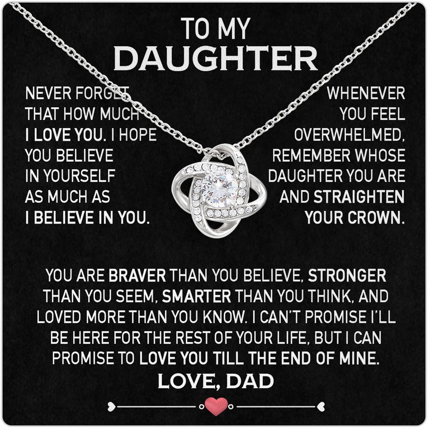 To My Daughter Gifts, Father Daughter Gifts From Dad, To My Daughter Necklace From Dad, To Daughter Gift, Birthday Gift For Daughter From Dad, Dad Daughter Gifts With Stunning Box & Sentimental Quotes