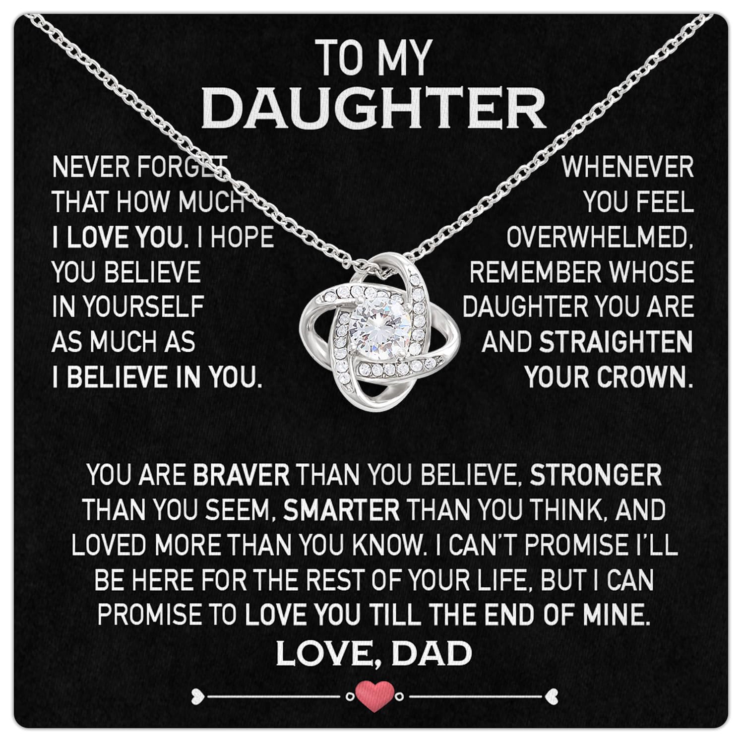 To My Daughter Gifts, Father Daughter Gifts From Dad, To My Daughter Necklace From Dad, To Daughter Gift, Birthday Gift For Daughter From Dad, Dad Daughter Gifts With Stunning Box & Sentimental Quotes