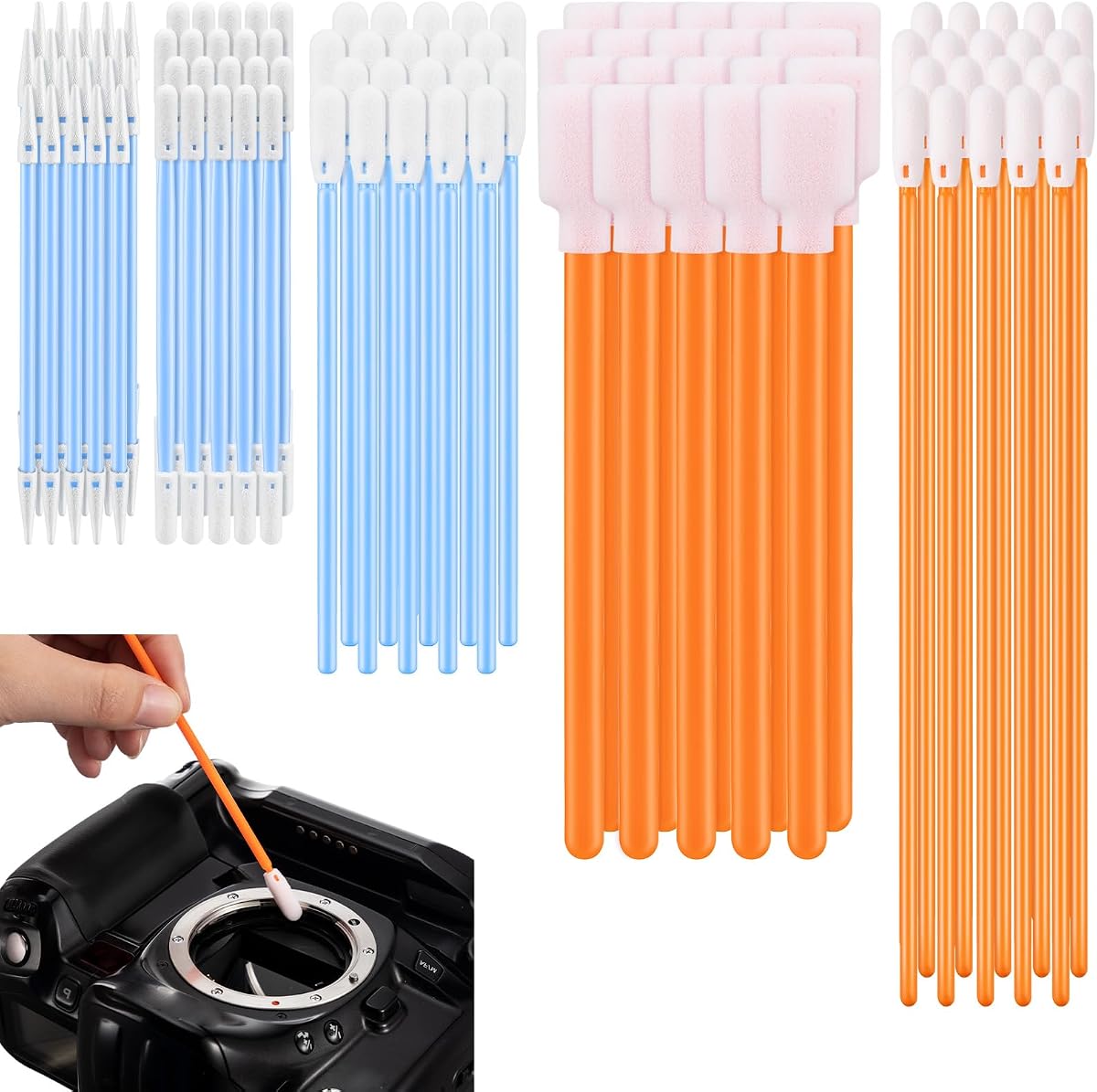 Loopeer 1000 Pcs 5 Types Foam Tip Cleaning Swab Kit, Multi-Purpose Cleanroom Foam Tip, Cleanroom Sponge Stick Swab Bundle for Printer Camera Lens Auto Detailing Painting and Electronics
