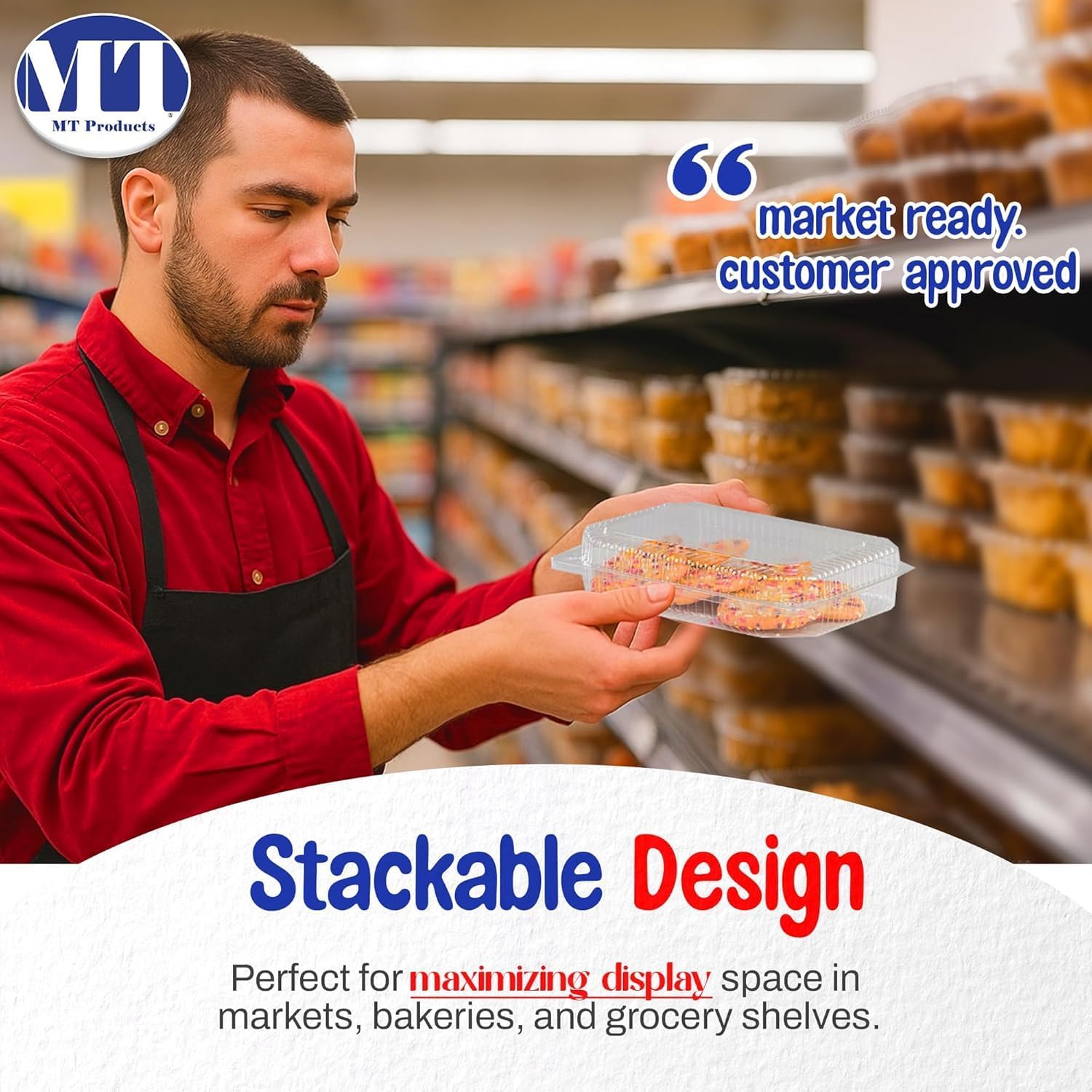 MT Products Plastic Food Containers 9" x 6.5" - Medium Deep Disposable Clear Containers for Snacks, Desserts, and Takeout (Pack of 350) – Made in USA