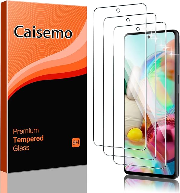 Caisemo (3 Pack) For Samsung Galaxy A71 Tempered Glass Screen Protector,9H Hardness, Anti Scartch,Soft Touch