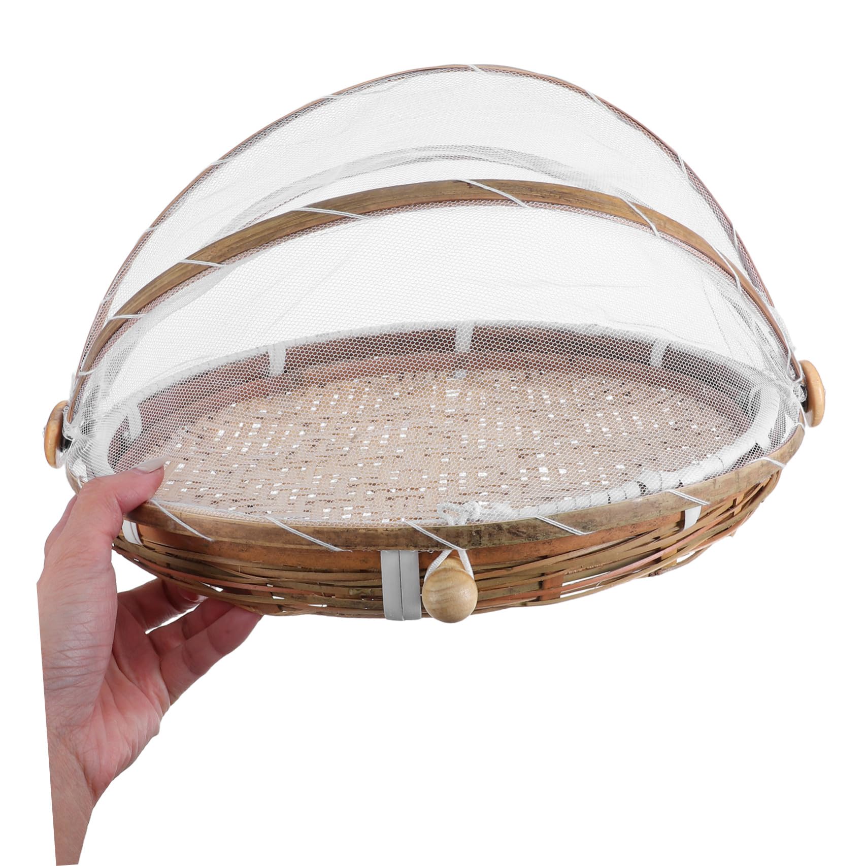 intrecciata e copertura per piatti, contenitore per frutta, verdura, pane, rete di per conservare cibo, picnic all'aperto per tenere fuori gli insetti