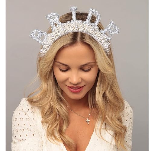 Miniatura 7 de Diademas de novia para mujer, diademas acolchadas con perlas para novia, decoraciones de despedida de soltera, accesorios para el cabello de novia