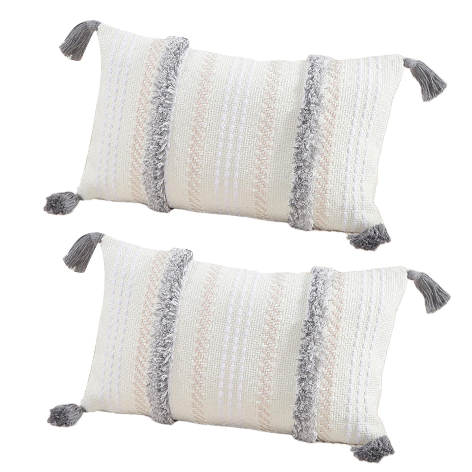 Housses d'oreiller lombaire texturées à glands pour canapé confortable