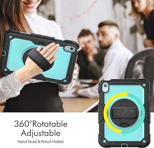 Miniatura 5 de SIBEITU Funda compatible con iPad de 10.9 pulgadas, funda para iPad 10 con protector de pantalla y soporte para lápices, protección contra caídas de
