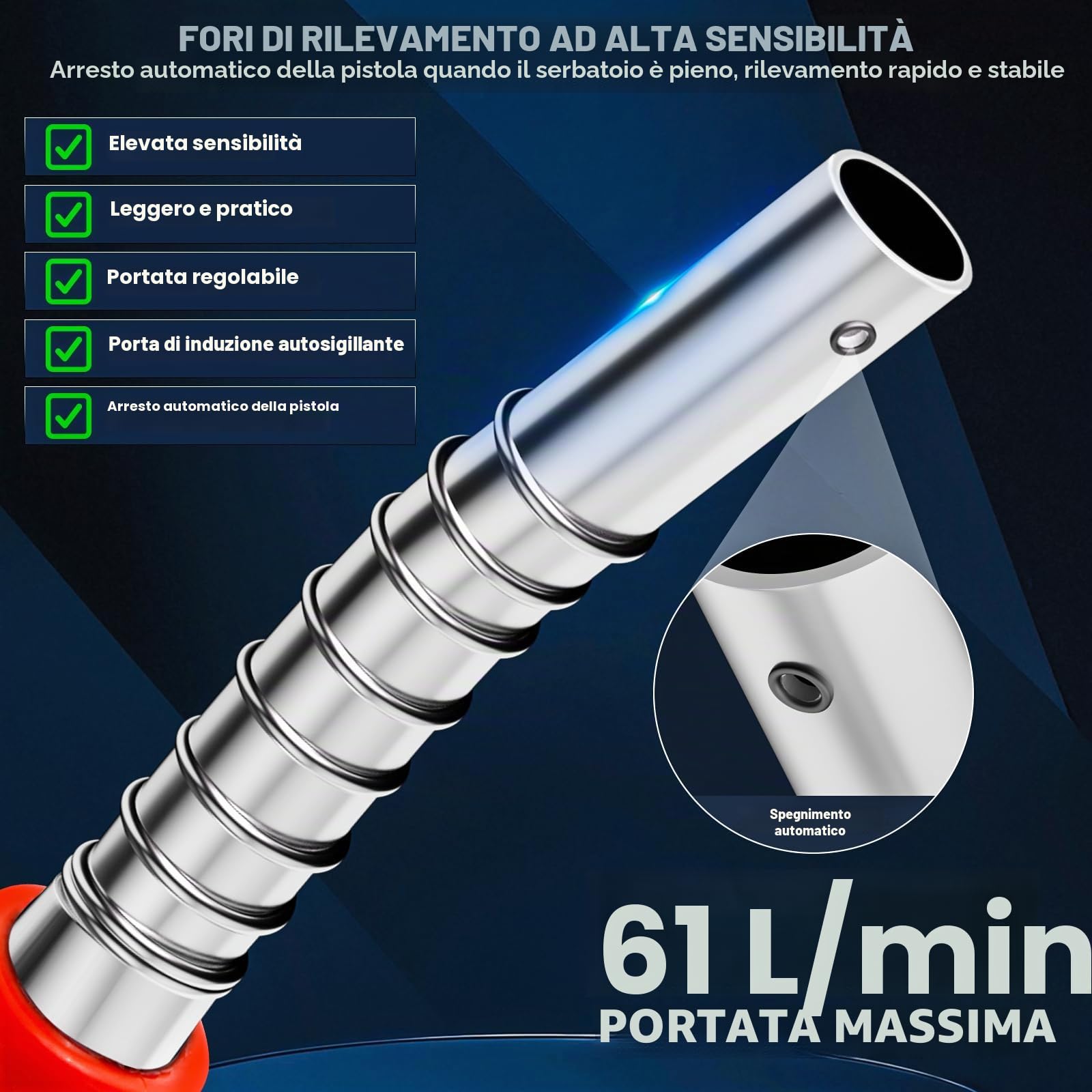 Pompa diesel 550W 20-60l/min Aspirazione elettrica pompa carburante, 230V Pompa carburante autoadescante con Ugello e Tubo Flessibile Autosigillante