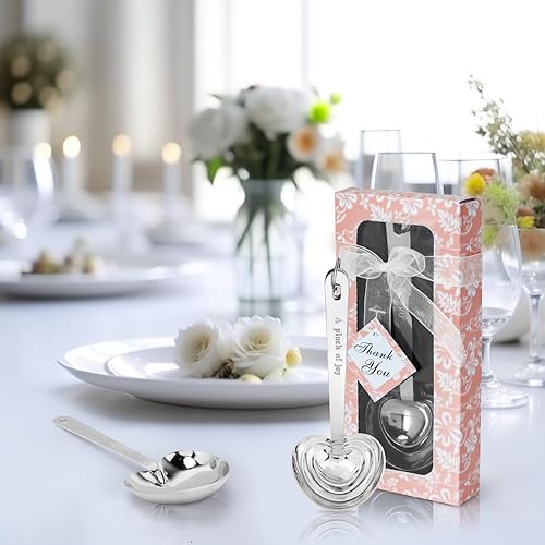 Miniatura 6 de Qonmpcvu Paquete de 50 cucharas medidoras en forma de corazón, juego de cucharas medidoras de acero inoxidable, recuerdos de baby shower para