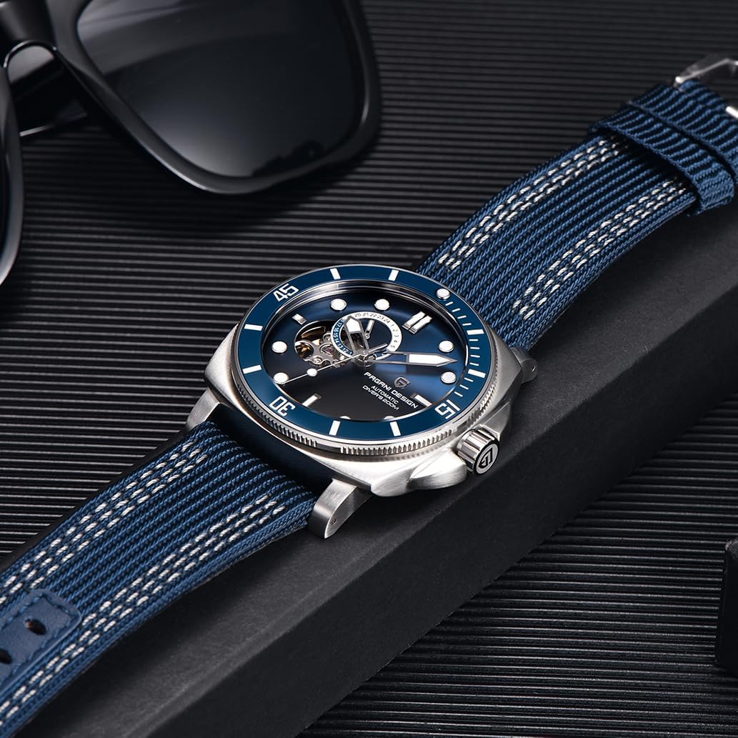 Pagani Design Watches for Men Skeleton Dial Automatic Watch Tourbillon Men Mechanical Wristwatches Stainless Steel 200M Waterproof Sapphire Crystal Leather Strap