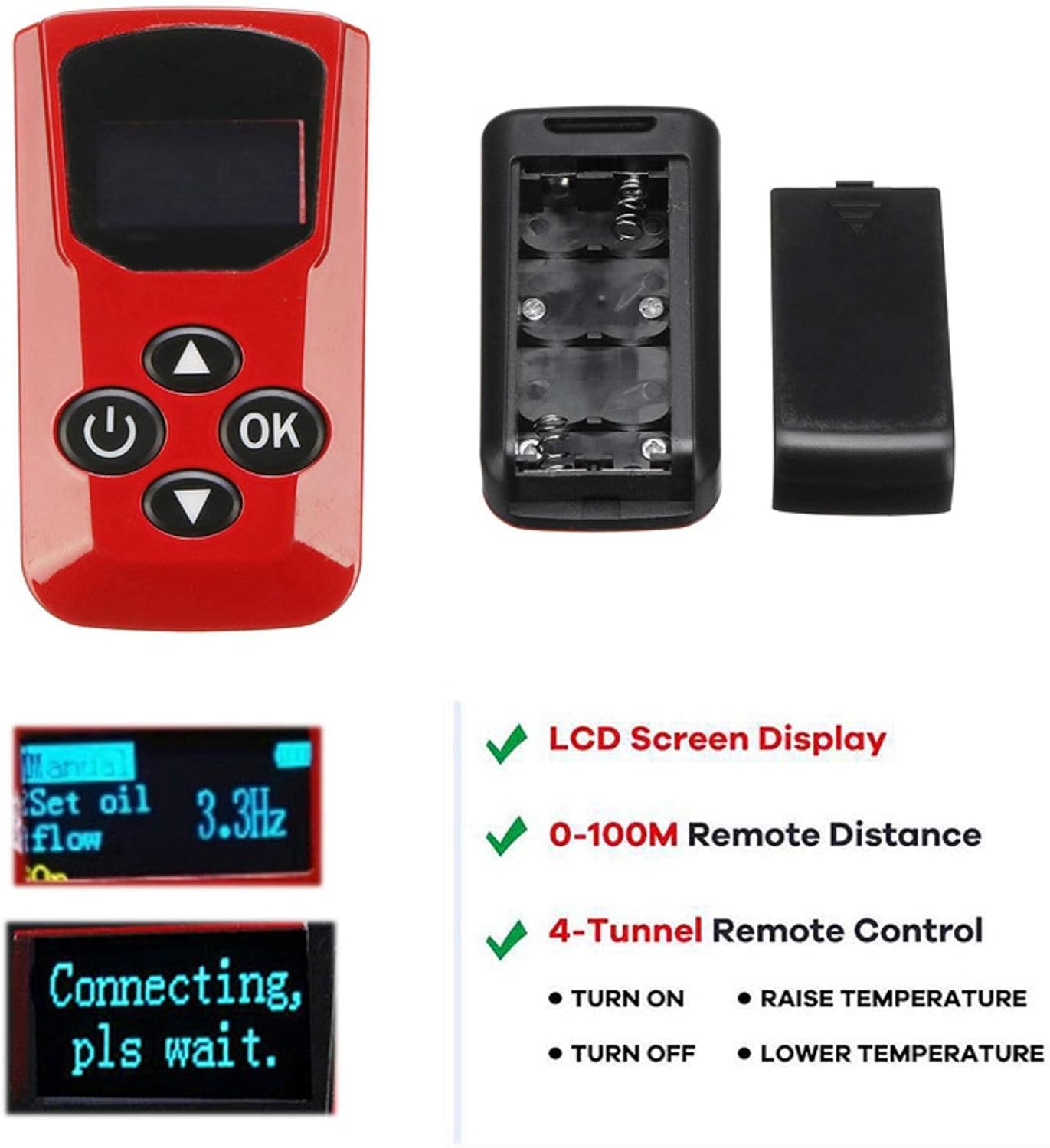 12v diesel heater LCD remote control portable display remote control red, used for car diesel engine parking control(Need to use matching switch connection)