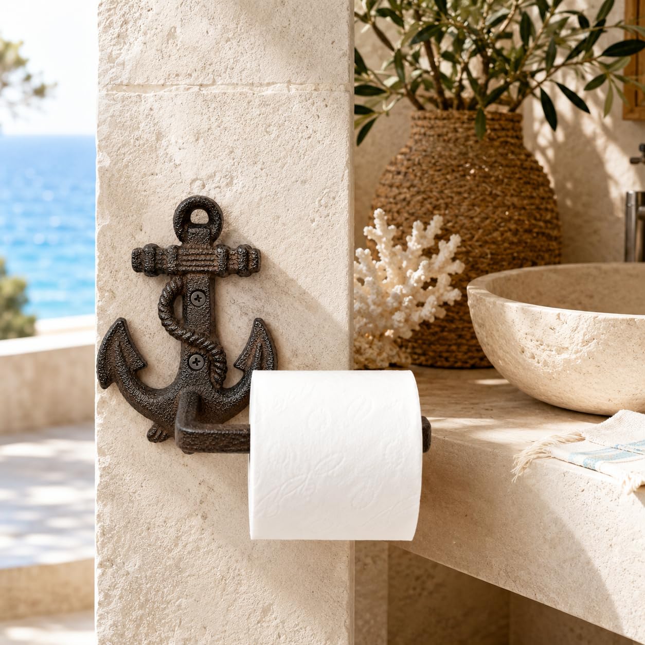 Comfy Hour 9.2 Inch Nautical Toilet Paper Holder, Anchor Decor, Set of 1 — Amazon image 5