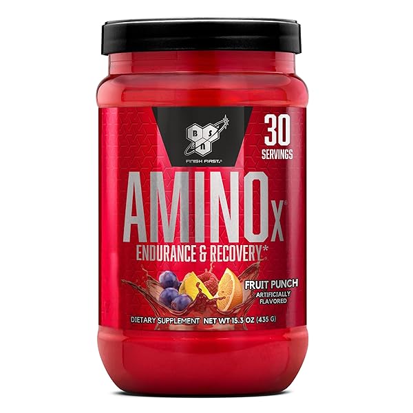 BSN Amino X Muscle Recovery & Endurance Powder, BCAAs, 10 Grams of Amino Acids, Keto Friendly, Caffeine-Free, Support Endurance, Zero Sugar, Fruit Punch, 30 servings, 15.34 Ounce (Packaging May Vary)