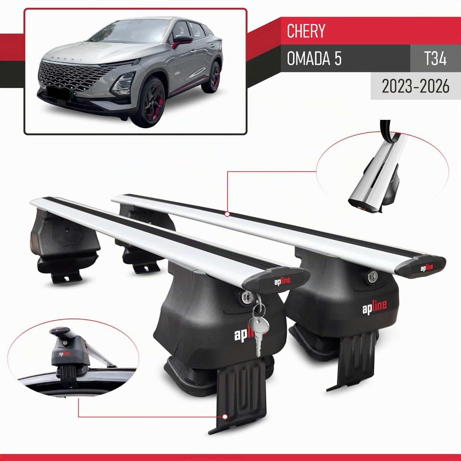 Compatibile con Chery Omoda 5 2023-2026 ACE-4 Barre Tetto Portapacchi Auto Barre Portatutto Grigo Alluminio 2 Barre