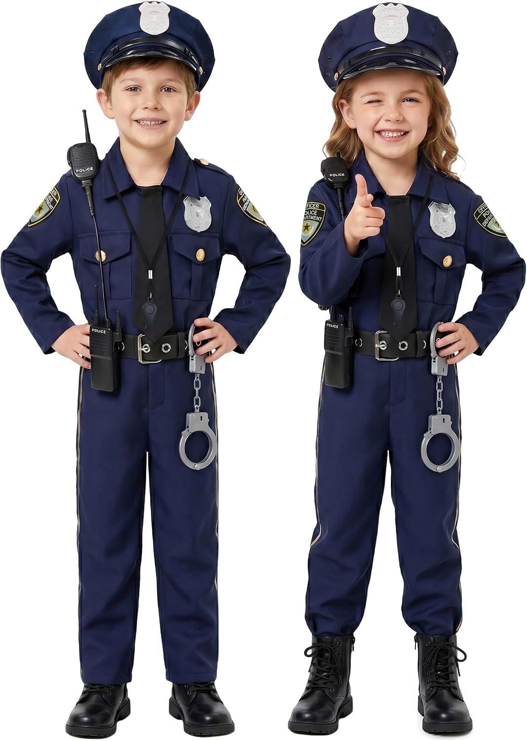 Kids Police Officer Costume Deluxe Cop Set for Halloween Cosplay Dress Up