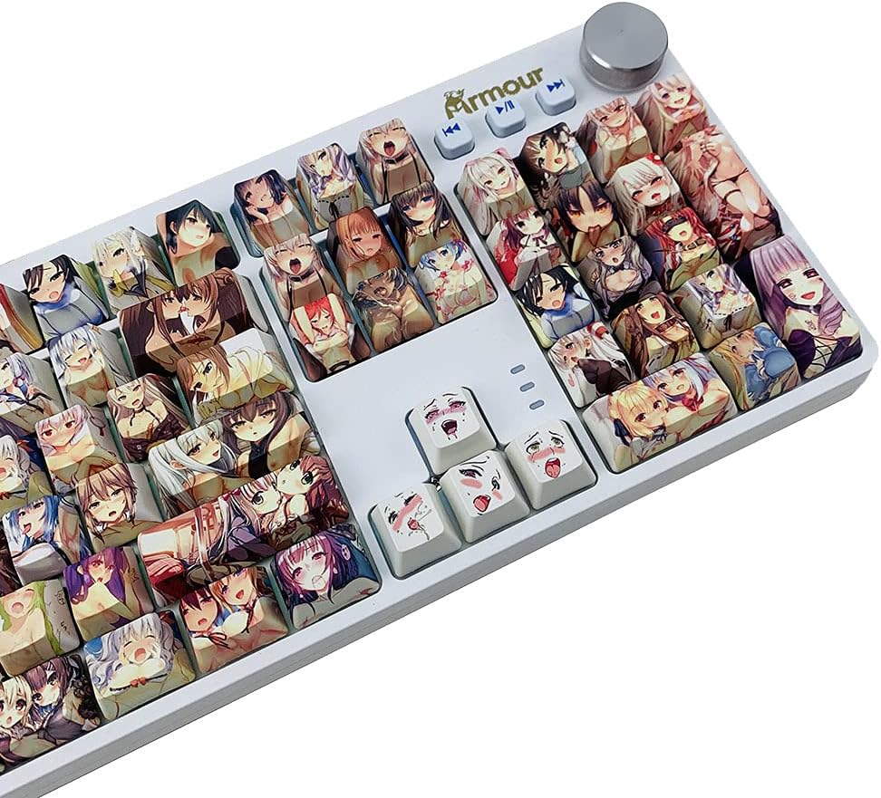 Japanese Anime Keycaps 108 PBT Dye Sublimation Crystalline Character OEM Profile for Cherry Mx Gateron Kailh Switch Mechanical Keyboard(Colorful keycaps)