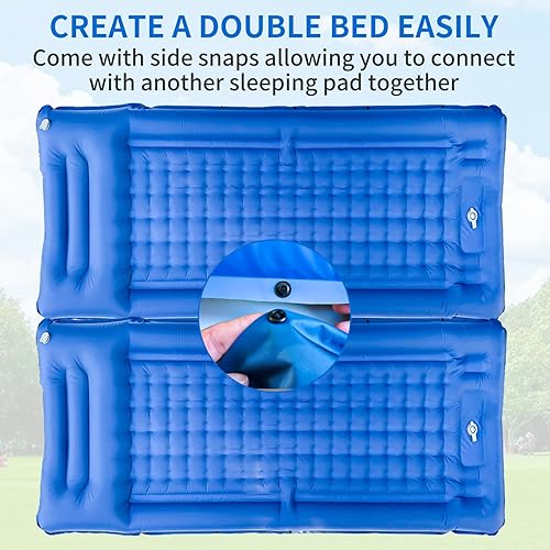Miniatura 3 de Colchoneta de dormir para acampar de 78 x 29 x 5 pulgadas, colchón de aire compacto e impermeable mejorado, bomba de pie incorporada, colchoneta