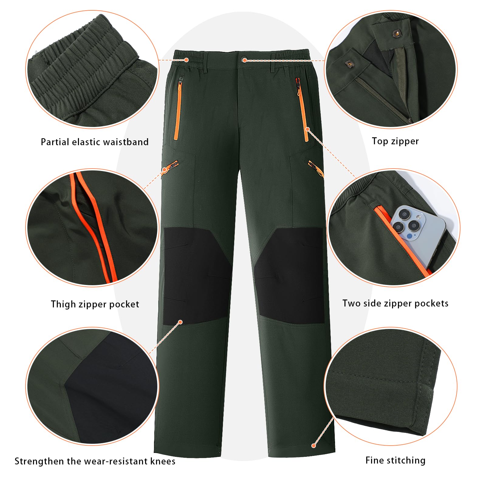 Uomini all'aperto a Piedi Escursionismo Pantaloni Traspiranti a Prova di Vento Pantaloni di Arrampicata