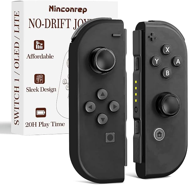 Ninconrep Control for Switch Controllers, Wireless Joy Remote for Switch 1 OLED Lite, Anti Drift Hall Effect Joysticks, Extra Cons One Black Controls Value Bundle (Not Official) - 1