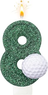 Golf Green Number Candles, Golf Cake Topper, Suitable for Sports Birthday Cake Decoration, Anniversary Party Supplies (Number 8)