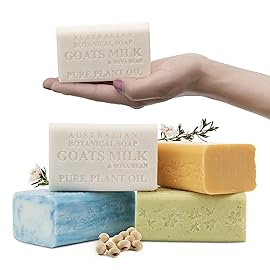 Australian Botanical Goats Milk Soap, Manuka Honey, Lemongrass and Sea Salt 6.6 OZ, Luxury Soap Bars Enriched with Shea Butter, Suitable for all Skin Types, Pack of 4