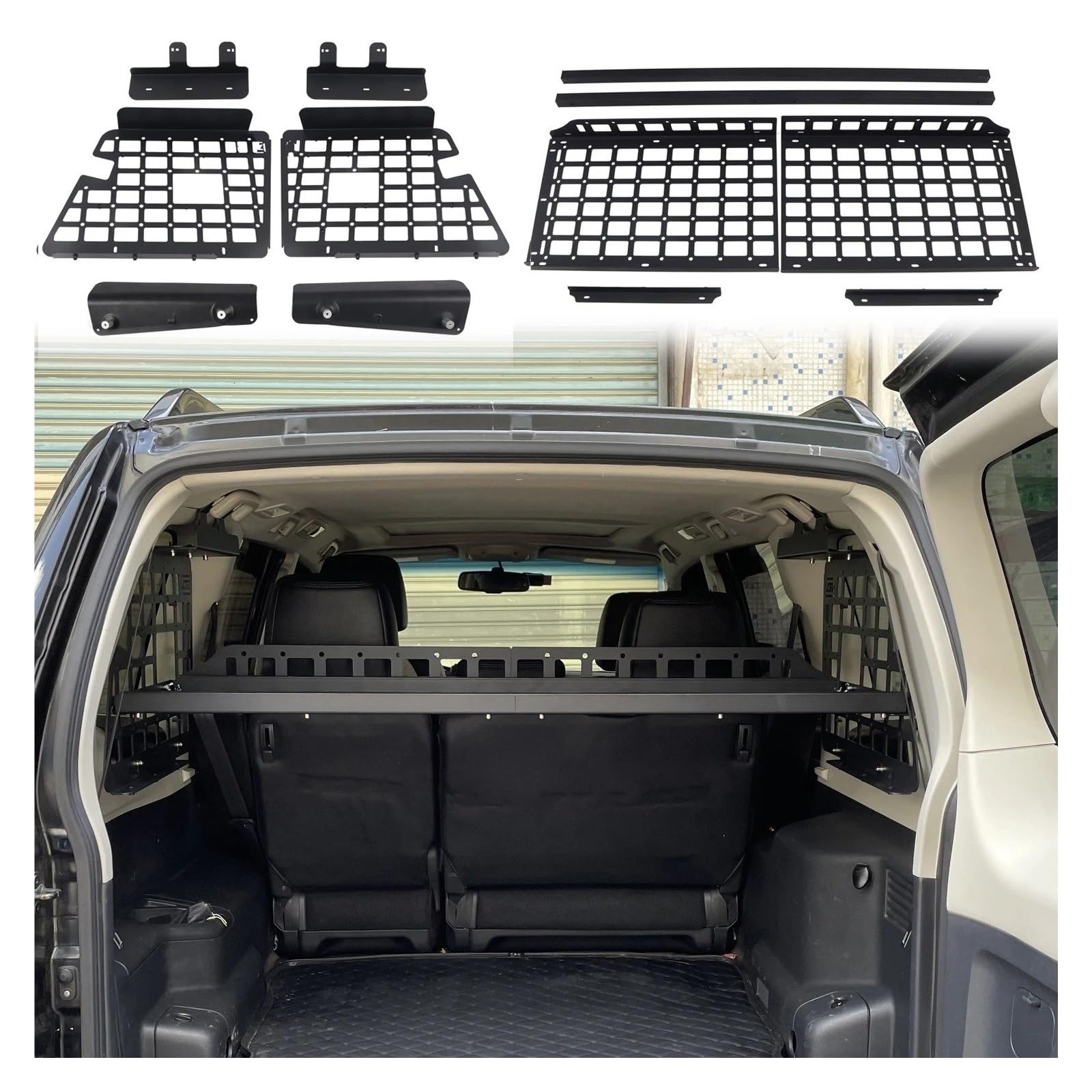 Lhdktee Cargo Cover Rear Trunk Shelf For Pajero V80 V93 V95 V97 V98 2007-2021 5-door Modular Storage Panel Organizers Outdoor Table Rear Trunk Parcel Shelf(Side panel shelf)