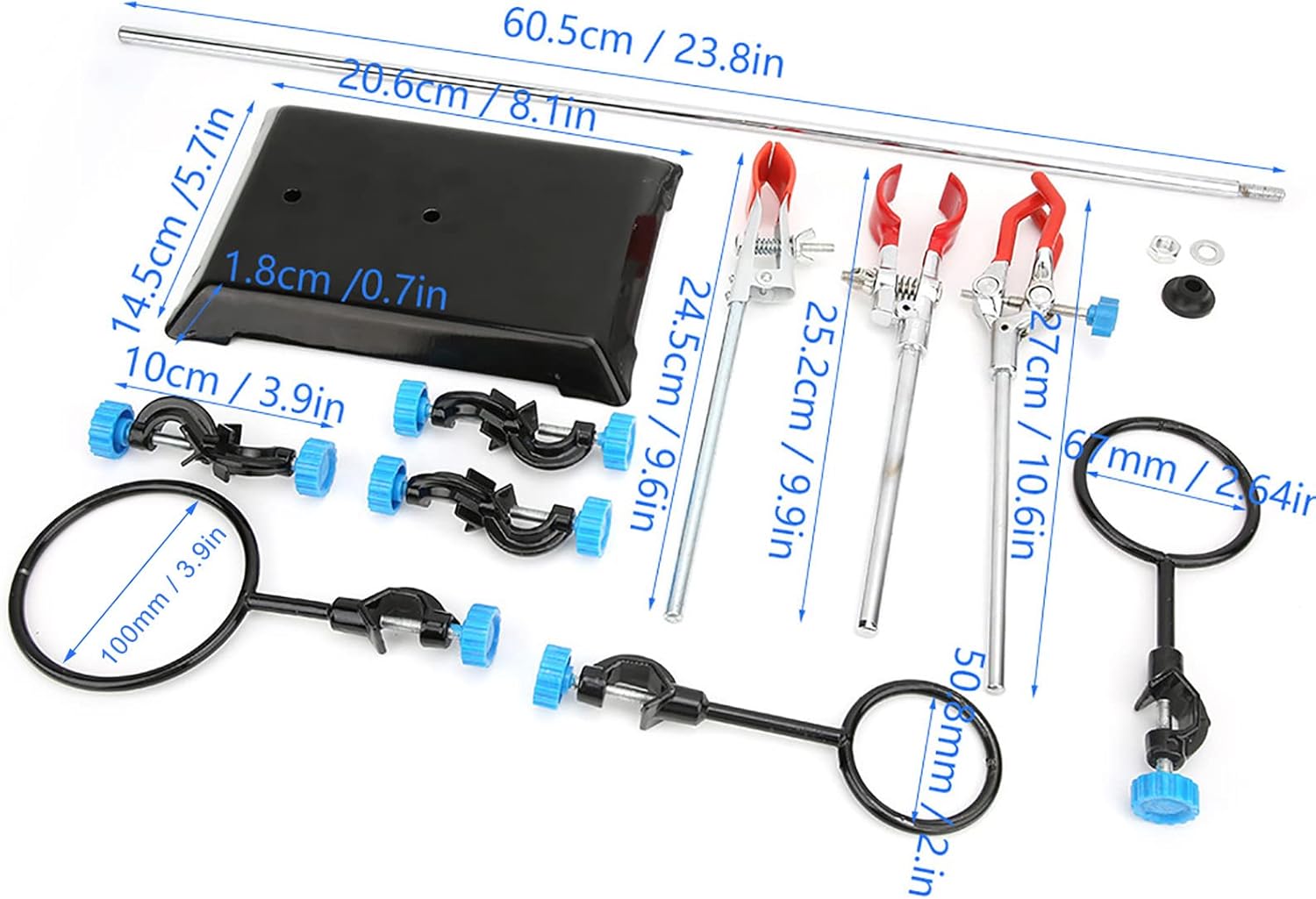 Laboratory Stand, Iron Support Stand, Flask Clamp for Physics Chemistry Experiments, 60.5cm Lab Instrument for School Research Hospital