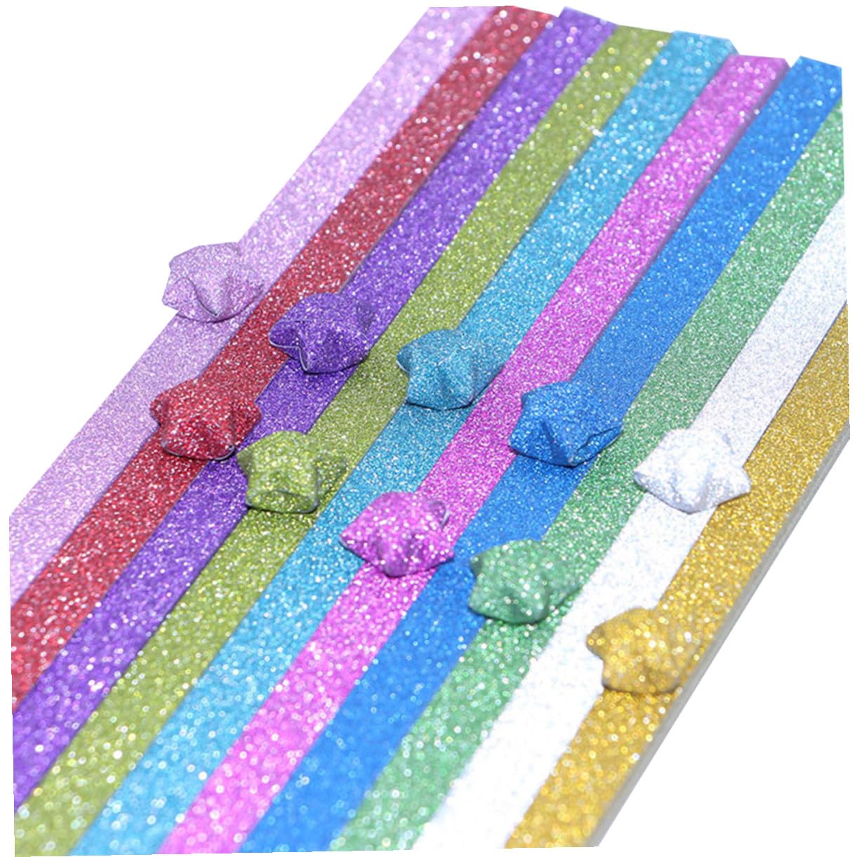 jojofuny 60 Confezioni Carta per Origami Stelle Glitterate Coloratper Fai da Te Creativo Carta Resistente per Progetti Artigianali Scuola