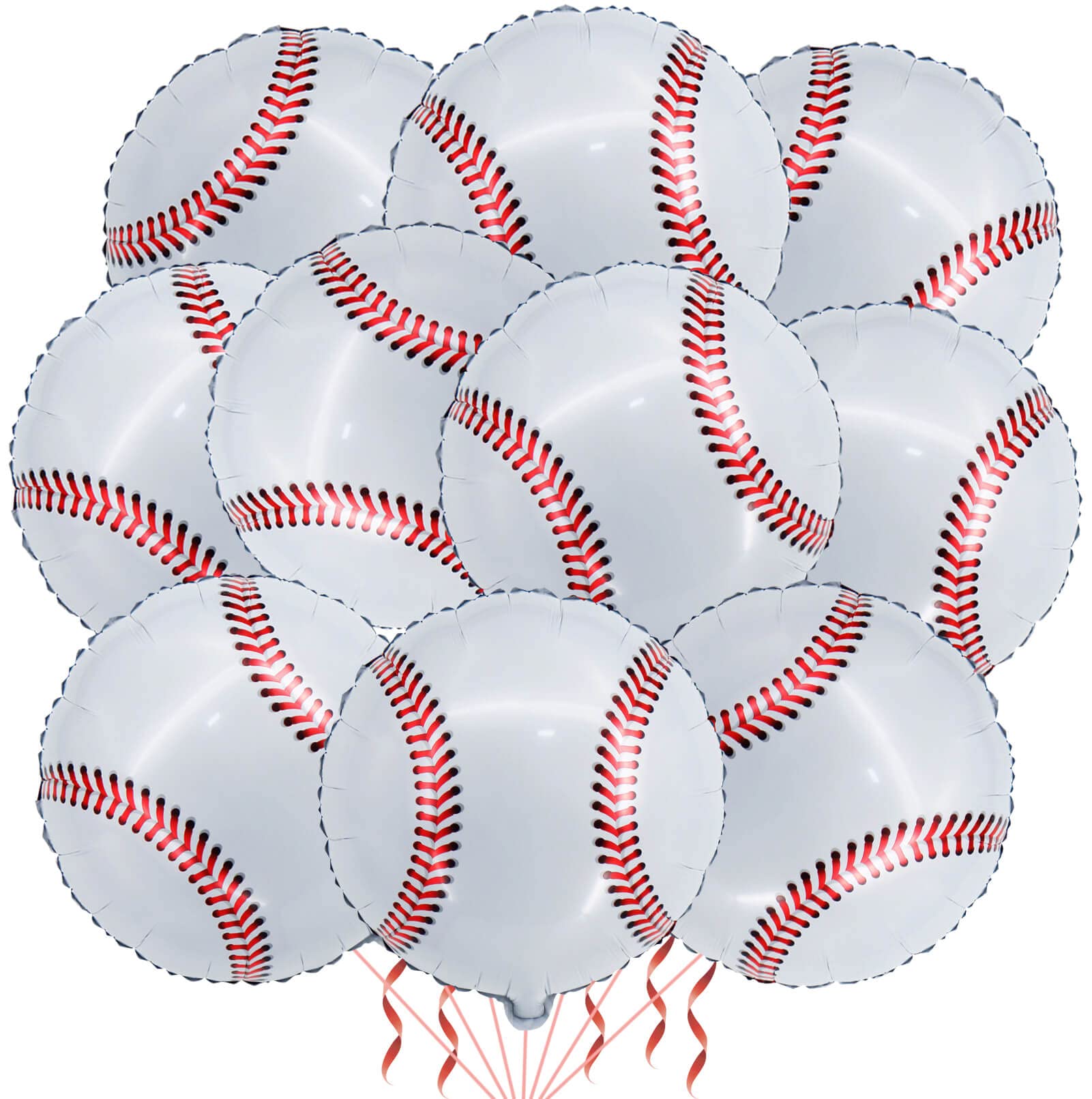 Photo 1 of 10 Pack 18 Inch Baseball Foil Balloons Helium Metallic Mylar Balloons for Birthday Party Sports Theme World Cup Party Decorations