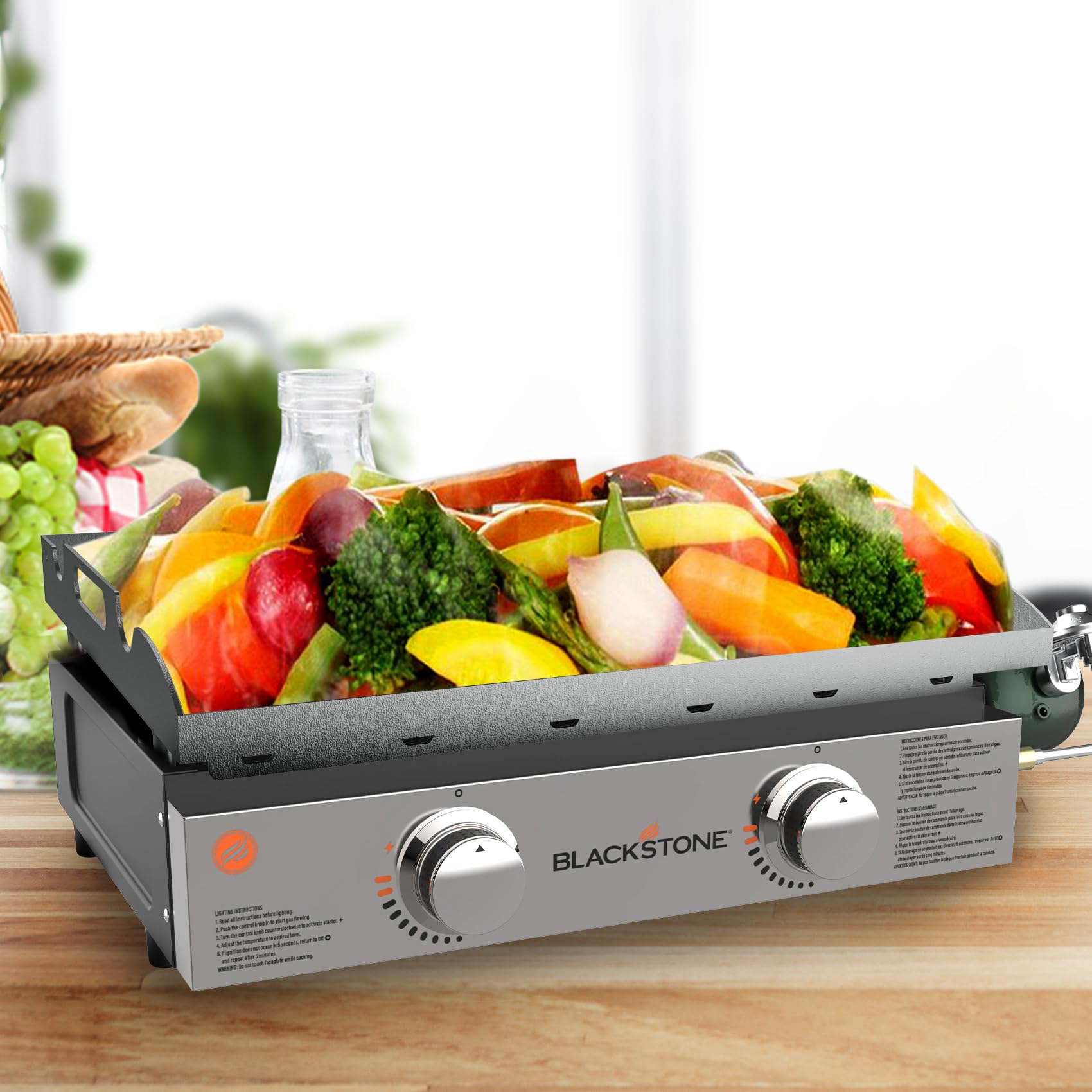 Ersatz-Grillplatte für die meisten Blackstone 55,9 cm Tischgrills mit hinterem Fettsystem, Blackstone 2 Brenner, flache Gasgrill-Ersatzteile, 55,9 cm