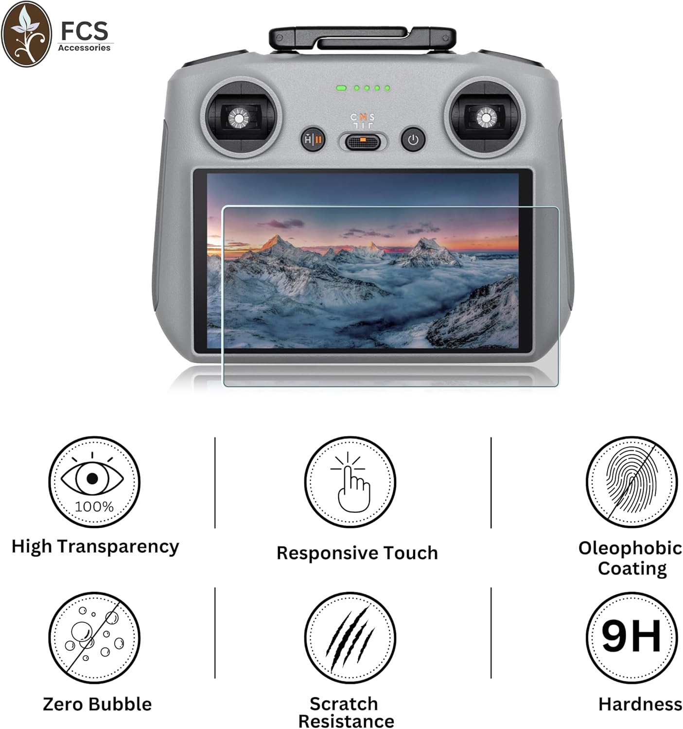 FCS 2-Pcs. Anti Reflective Screen Protector for Smart Controller For RC/RC 2/ RC Plus/RC Pro | 9H Hardness Anti-Scratch Flexible Screen Protector (RC 2, Glossy)