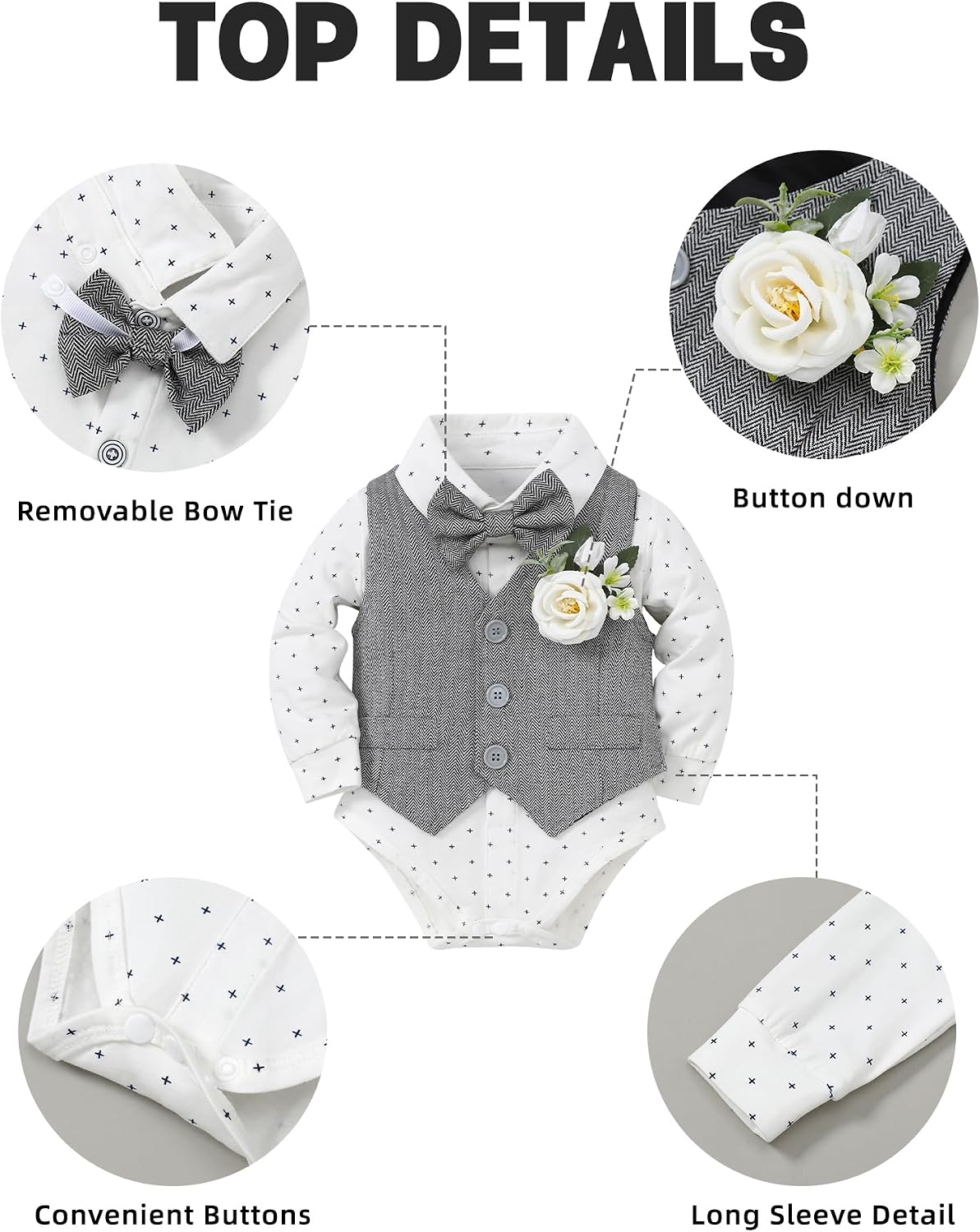 Baby Boy Clothes Suits Formal Gentleman Wedding Outfits 0-24M image 4