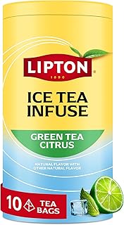Ice Tea Infuse Green Tea Citrus Cold Brew Tea Bags for On-The-Go or At Home (10 Tea Bags)