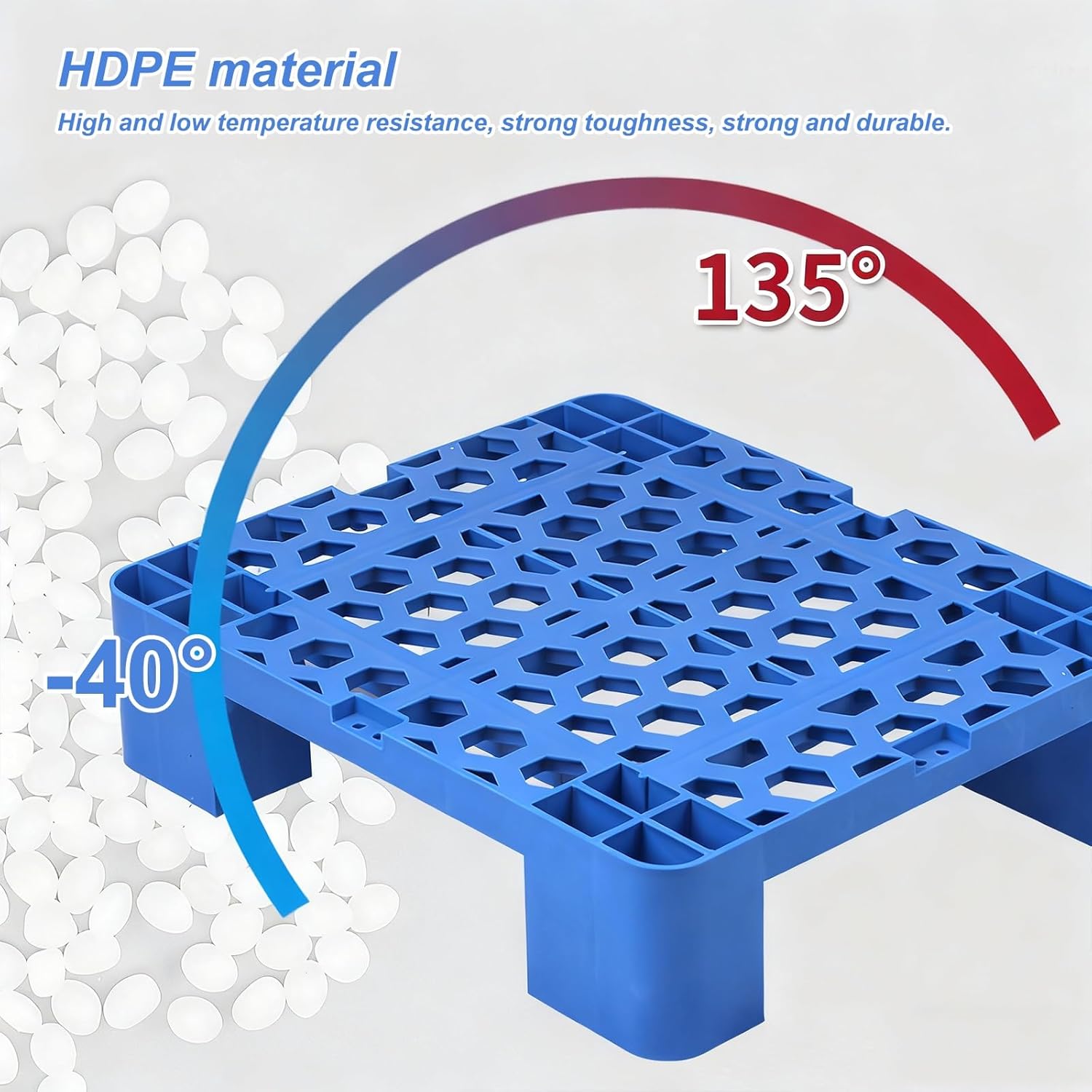 2 Pcs Plastic Pallets for Basement Storage, Plastic Grate, Increased Base, Grid Design, Bottom Reinforcing Ribs, High Compressive Strength(40x60x12CM/16x24x5IN)