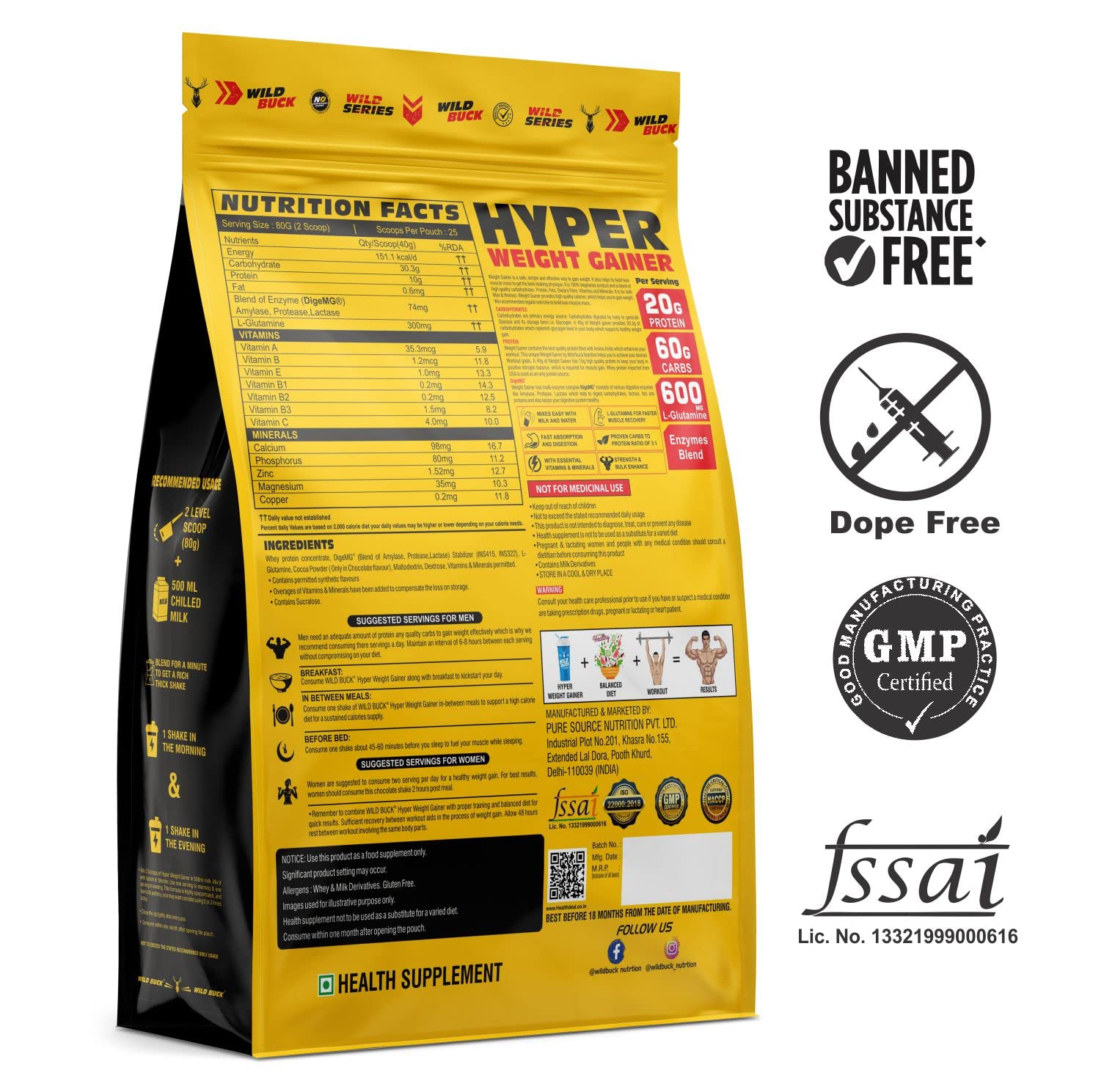 Review Wild Buck Hyper Weight Gainer Powder High Protein Muscle