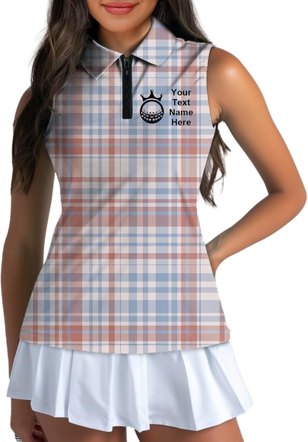 Custom Womens Golf Shirt Print Your Logo Name Text,Presonalized Polo Shirts Tennis Sleeveless Tops