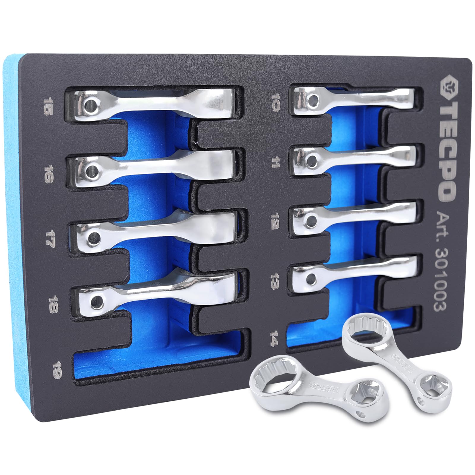 TECPO Lot de 10 adaptateurs de couple 3/8" avec rallonge à 12 pans pour clé polygonale de 10 à 19 mm, adaptateur de couple pour clé dynamométrique