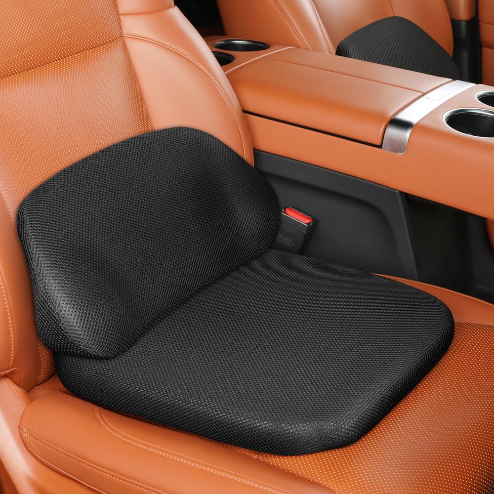 2Pack Lumbar Support Pillow &amp; Seat Cushion for Car, Breathable Mesh, Wear-Resistant, Ergonomic Design, Back and Waist Support, Hip Cushioning, Comfortable for Long Time Driving and Sitting