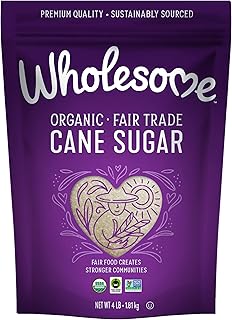 Wholesome Sweeteners 4-Pound Organic Cane Sugar, Fair Trade, Non GMO, Gluten Free & Vegan for Baking and Sweetening, 1 Pack