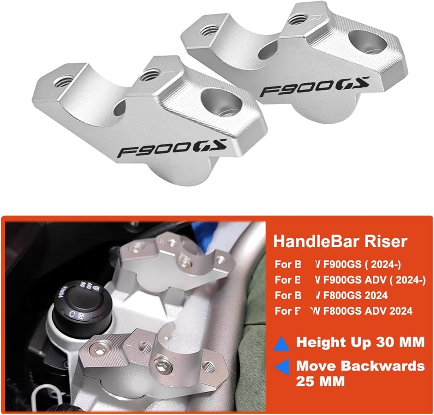 Handlebar Risers for B&M&W F900GS for Adventure F900 GS ADV 2024 2025 F850GS Accessories Motorcycle Handlebar Riser Clamp Extend Heightening Adapter