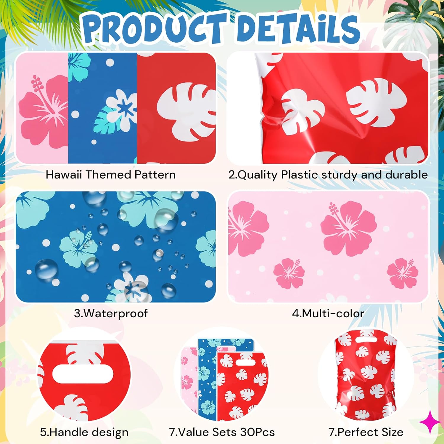 Eccliy 30 Pcs Party Favor Bags Hawaiian Themed Party Goodie Bags Candy Gift for Theme Decorations Goodie Supplies - Image 4