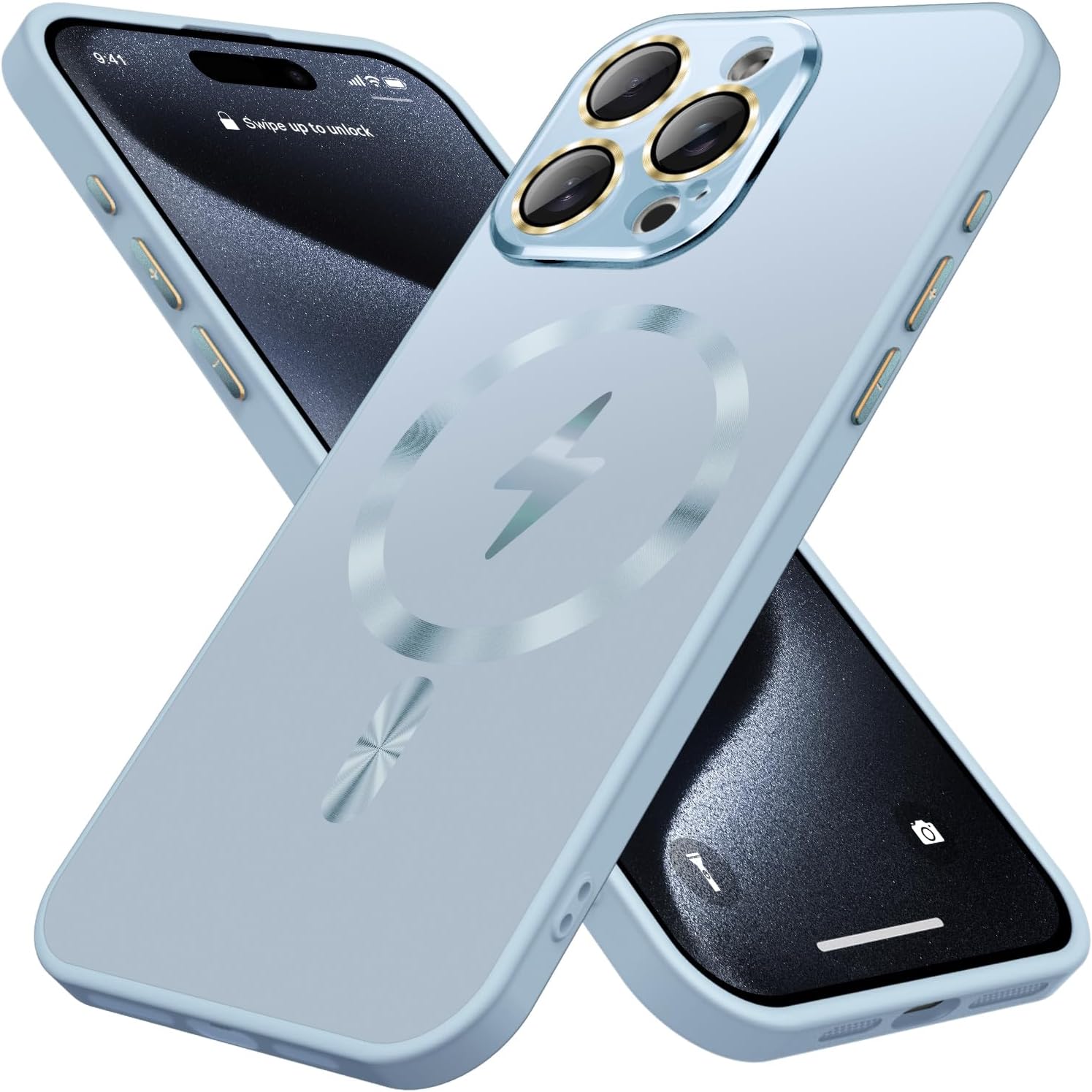 ZHK Magnetic Designed for iPhone 15 Pro Case, [Full Camera Lens Protector] [Mil-Grade Drop Tested] Scratch Resistant Matte Shockproof Cover for iPhone 15 Pro 6.1'', Sierra Blue Sierra Blue iPhone 15 Pro 6.1 inches