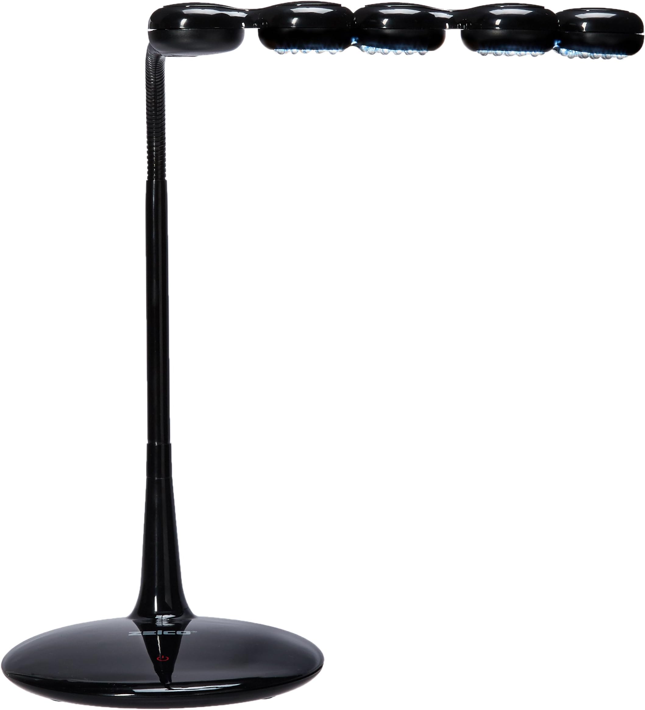 Zelco Industries 00924 LED Desk Lamp with 60 Superbright White LED Bulbs and Flexible Spring Tube Armatureo Adjust Each. Black