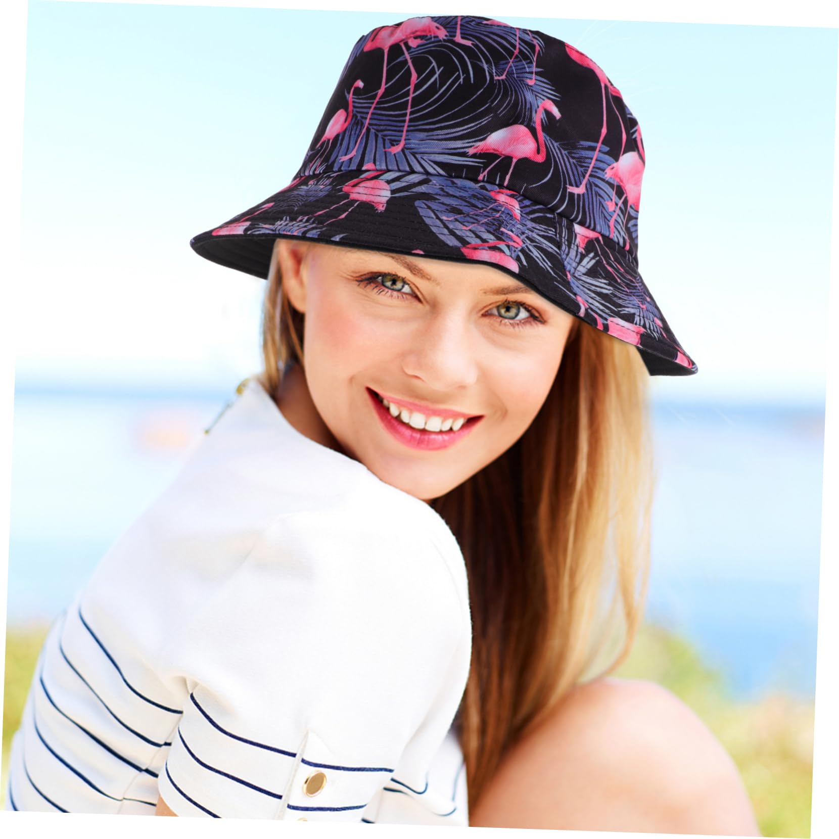 VALICLUD 2 Series Sombrero Azul para Mujer Sombrero De Pescador con Diseño De Flamenco De Viaje Gorra De Pescador Gorras para Mujer s De a De 2 Piezas*2