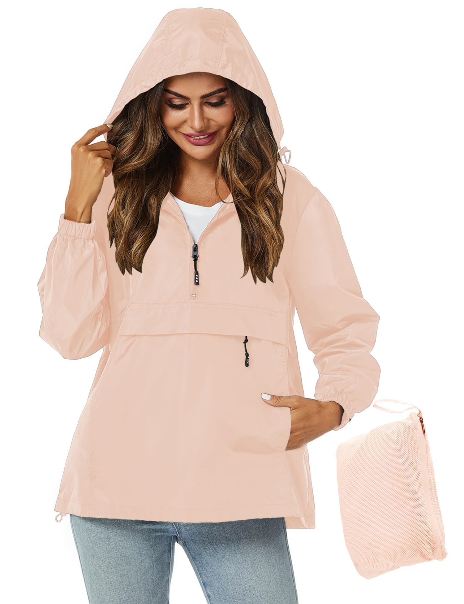 Photo 1 of Avoogue Womens Windbreaker Jackets Lightweight Packable Rain Jacket Women Xl