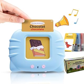 Felly French Talking Flash Cards, Educational Games 1 2 3 4 5 6 Years, Children's Toy Learning Toys with Cards 112 Sheets of 224 Words, Montessori Toy, Birthday Girl Boy