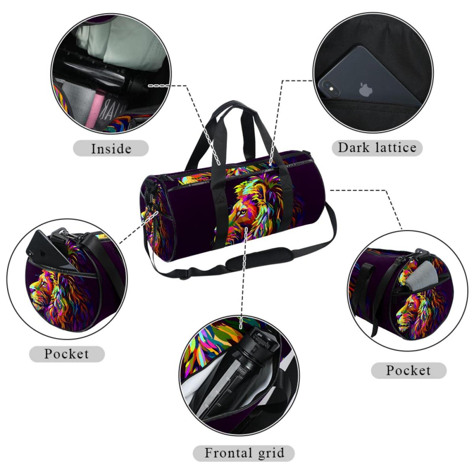 Sac De Sport Mignon Bag Sac Voyage Bagage Duffel Moderne Fitness Sac Molletonné Gym Vacances Sac Bandoulière Moyen Sac De Sport 24L 45x23x23cm