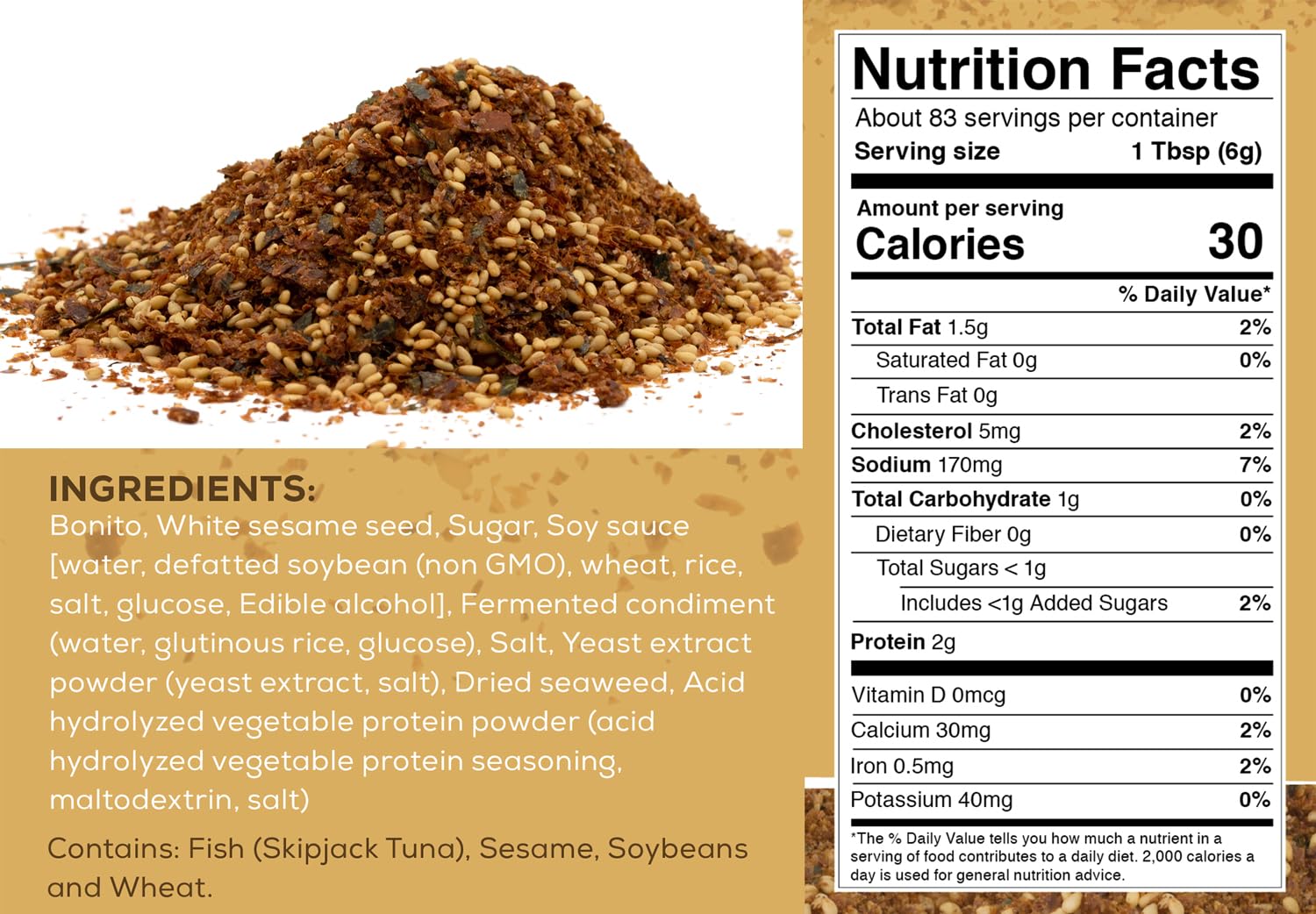 Furikake Rice Seasoning, Katsuo Fumi, 17.6 Ounce Bag