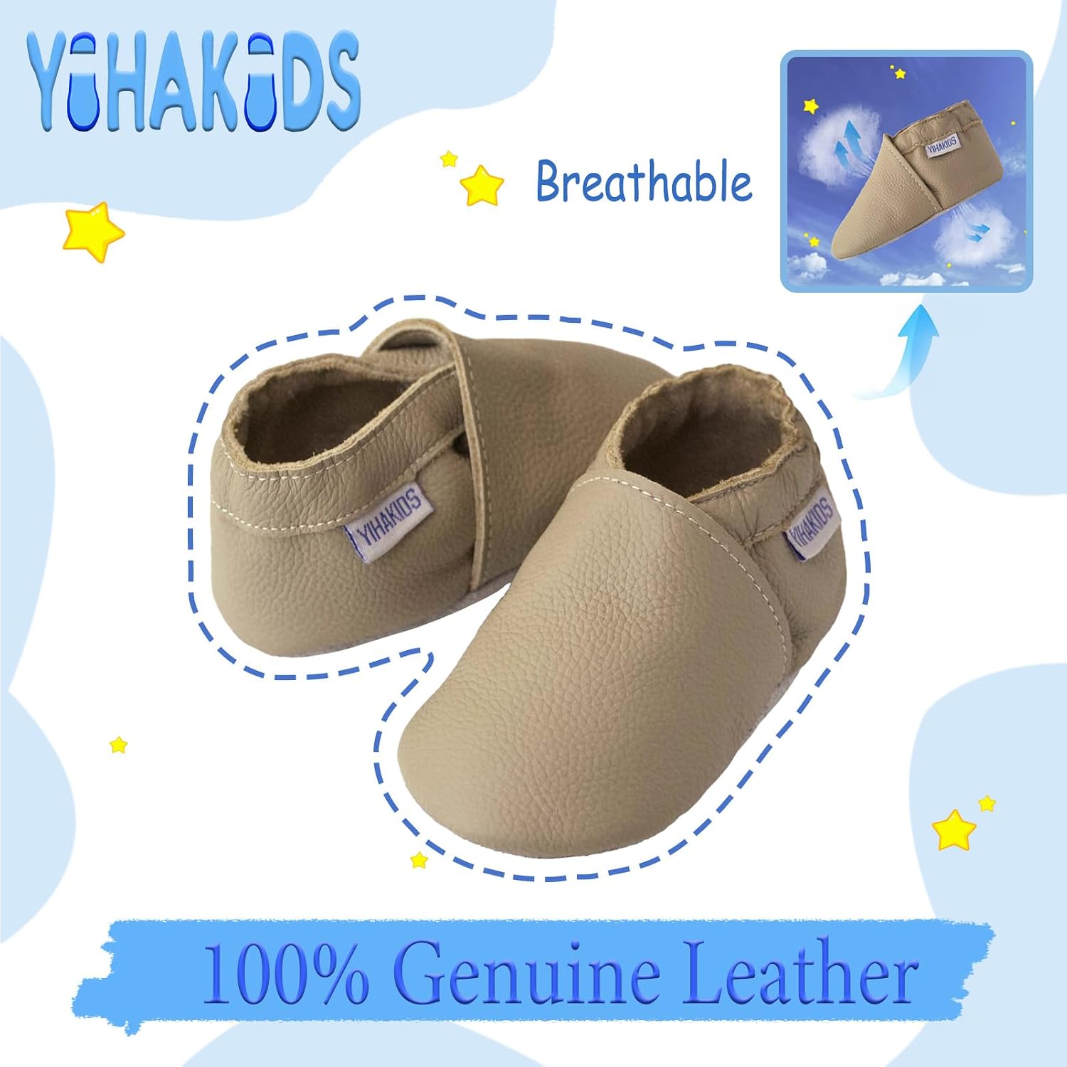 YIHAKIDS Baby Solid Leather Moccasins Soft Suede Sole Infant Toddler Shoes