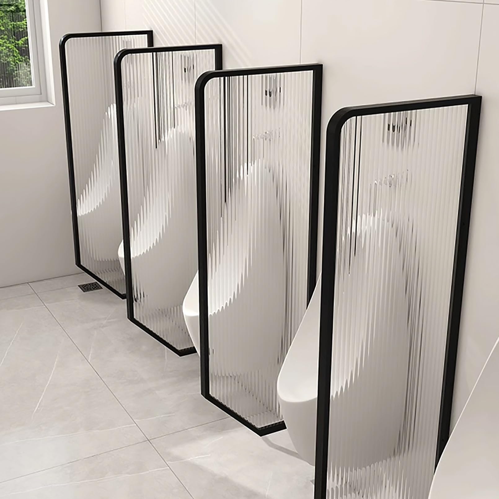 Pare-vue urinoir mural pour toilettes homme en verre opaque noir